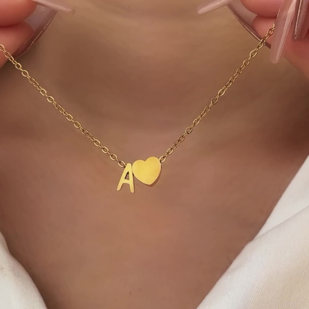 Fashionable Heart & Alphabet Necklace