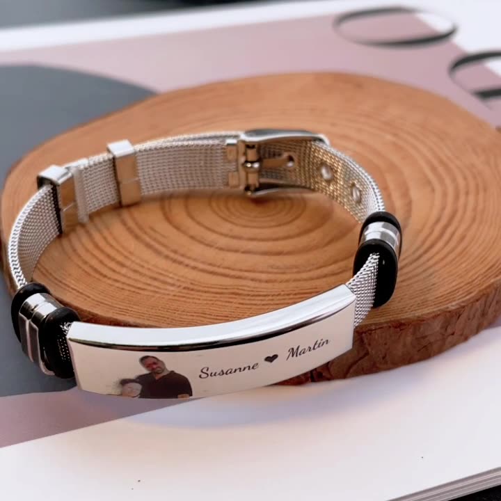 Personalized Engraved Photo & Text Necklace for Men