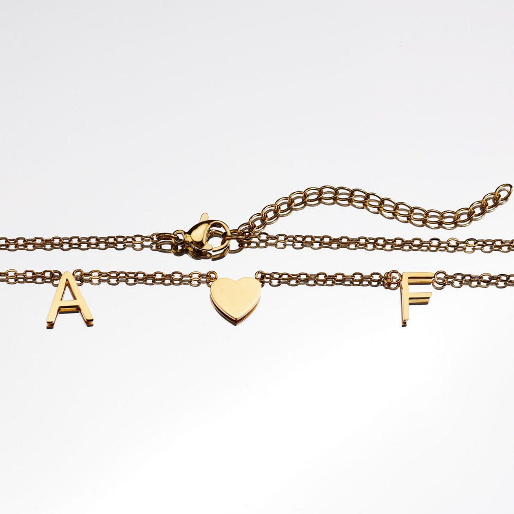 Heart-Shaped Couple Letter Collarbone Necklace