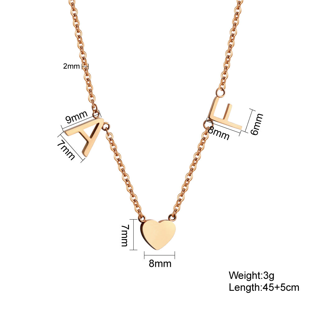 Heart-Shaped Couple Letter Collarbone Necklace