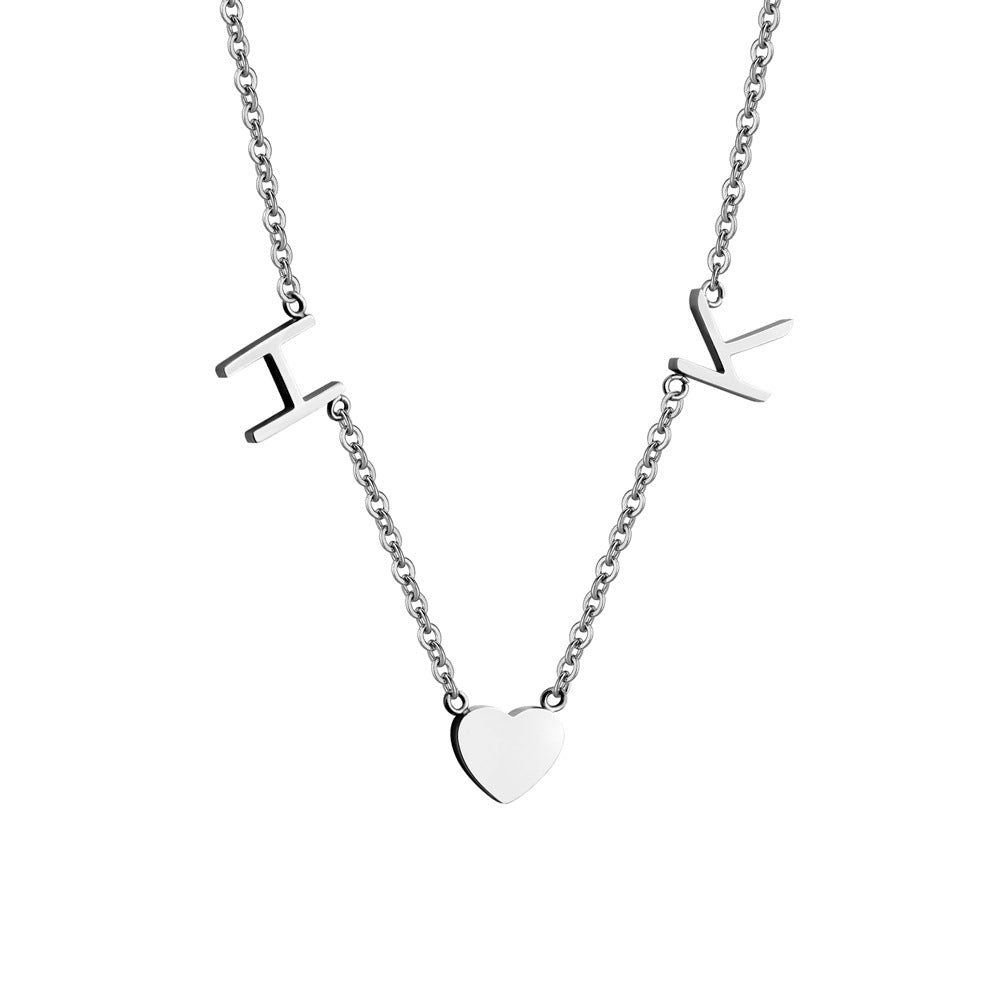 Heart-Shaped Couple Letter Collarbone Necklace