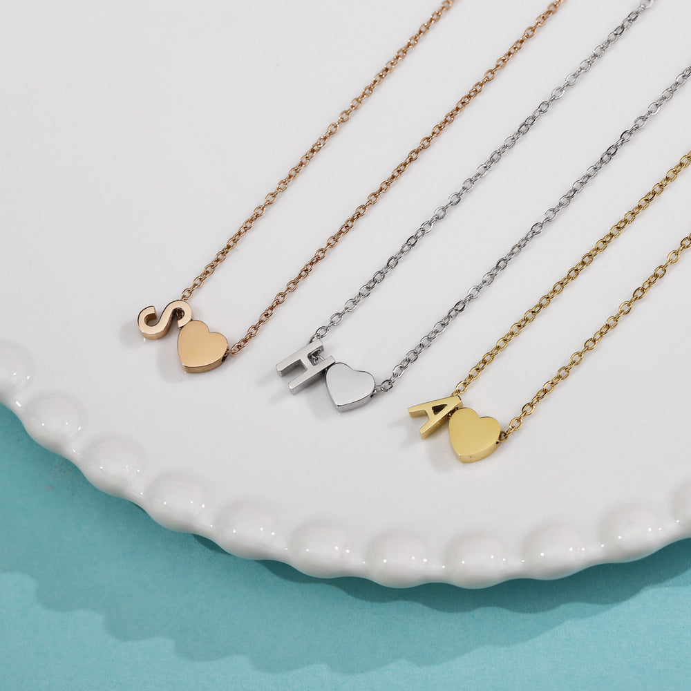 Fashionable Heart & Alphabet Necklace