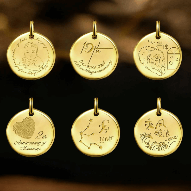 18K Yellow Gold Irregular Round Pendant Necklace-Perfect Keepsake for Cherished Moments