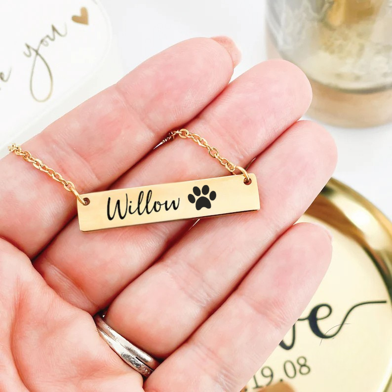 Personalized Pet Name Bar Necklace