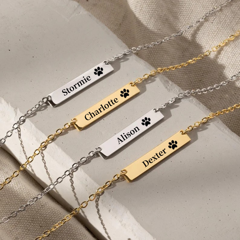 Personalized Pet Name Bar Necklace