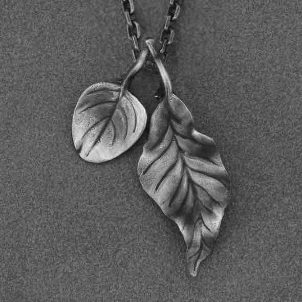 Basil Leaf Necklace-Handmade in 999 Sterling Silver