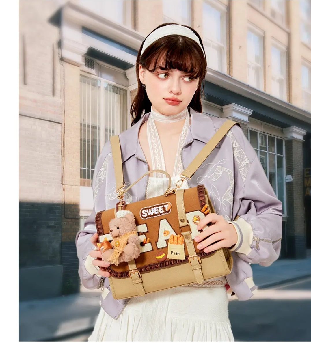 Bear Bun Master – Original Design Tote Backpack(Handcrafted)