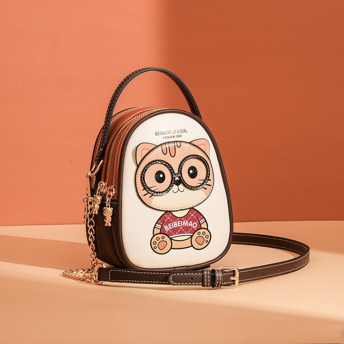 Cat-themed Multi-layered Crossbody Bag(Handcrafted)