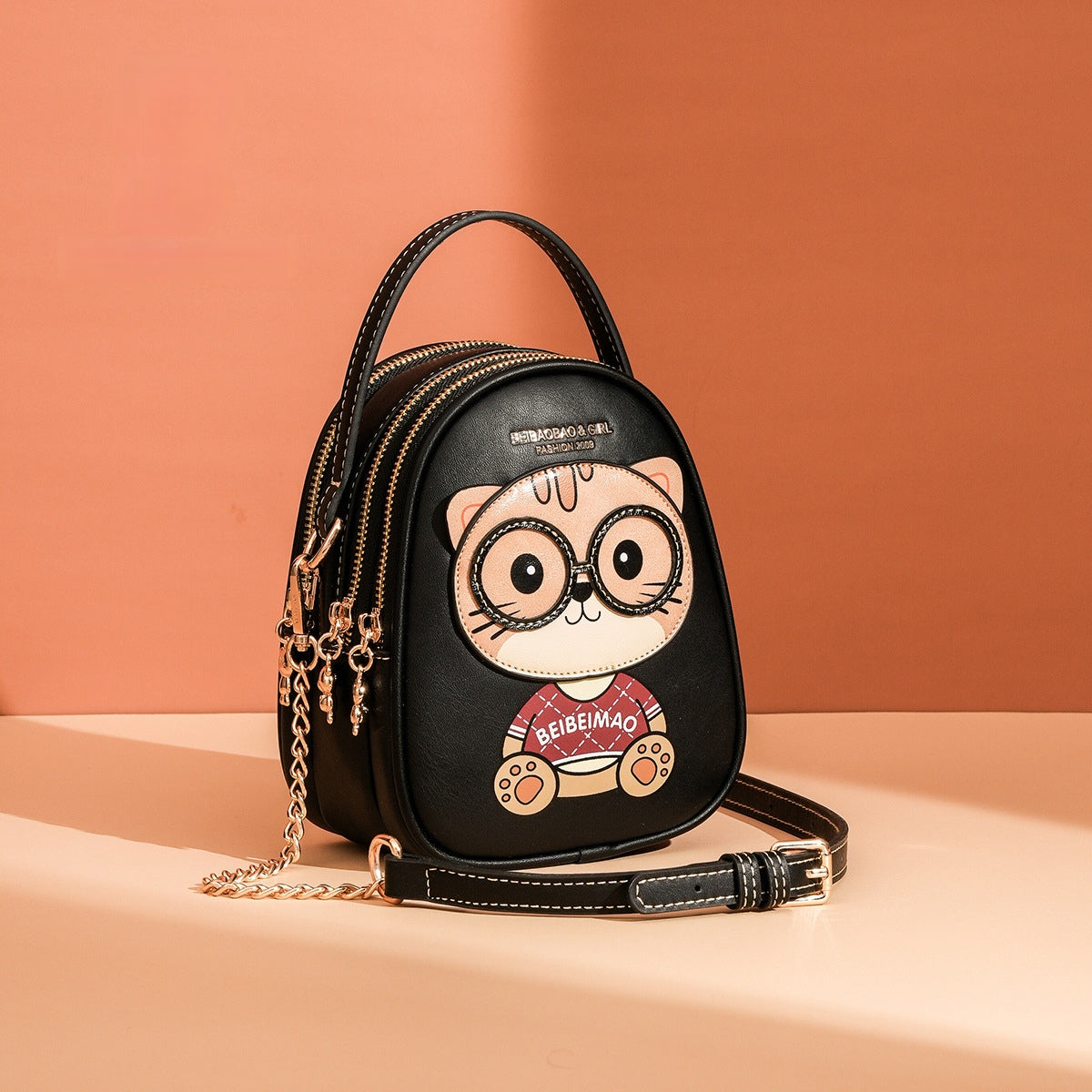 Cat-themed Multi-layered Crossbody Bag(Handcrafted)