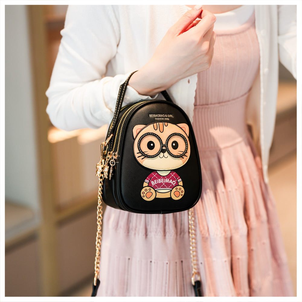 Cat-themed Multi-layered Crossbody Bag(Handcrafted)