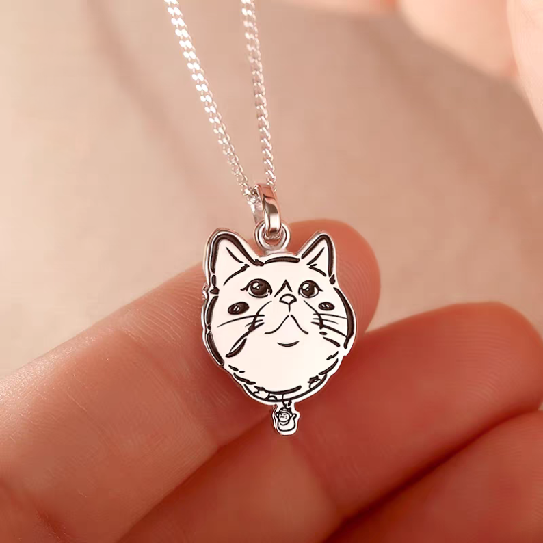 Custom Cat and Dog Photo Pendant Necklace -A Cherished Keepsake for Pet Lovers