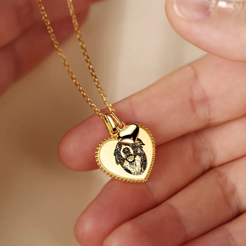 Custom Heart Necklace with Pet Photo -A Timeless Tribute to Your Furry Friend