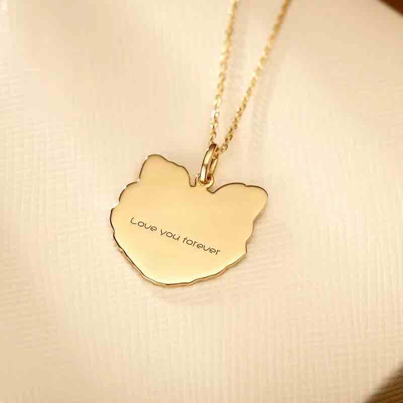 Custom 18K Gold Pet Photo & Engraved Pendant Necklace