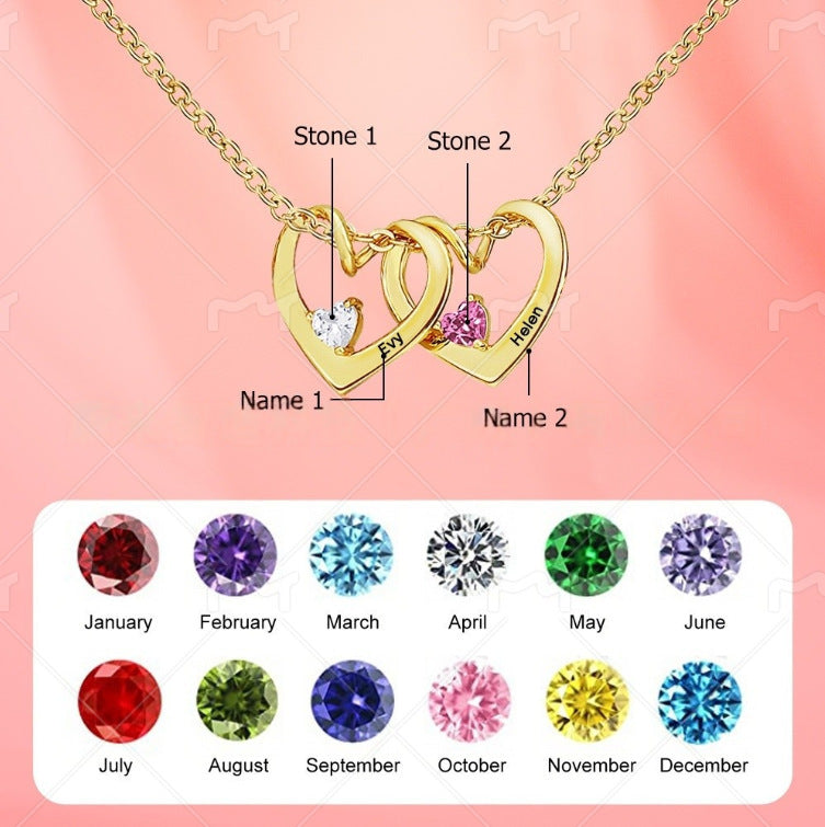 Personalized Birthstone Heart Name Necklace