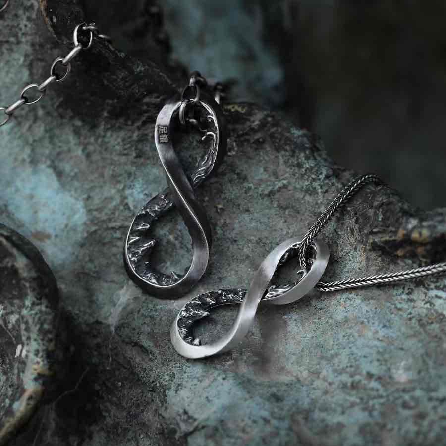 Fearless Mountains and Seas Möbius Necklace – Handmade in 999 Sterling Silver
