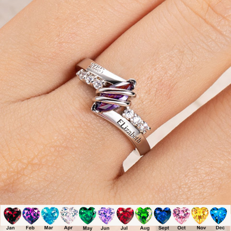 Personalized Birthstone Name Ring