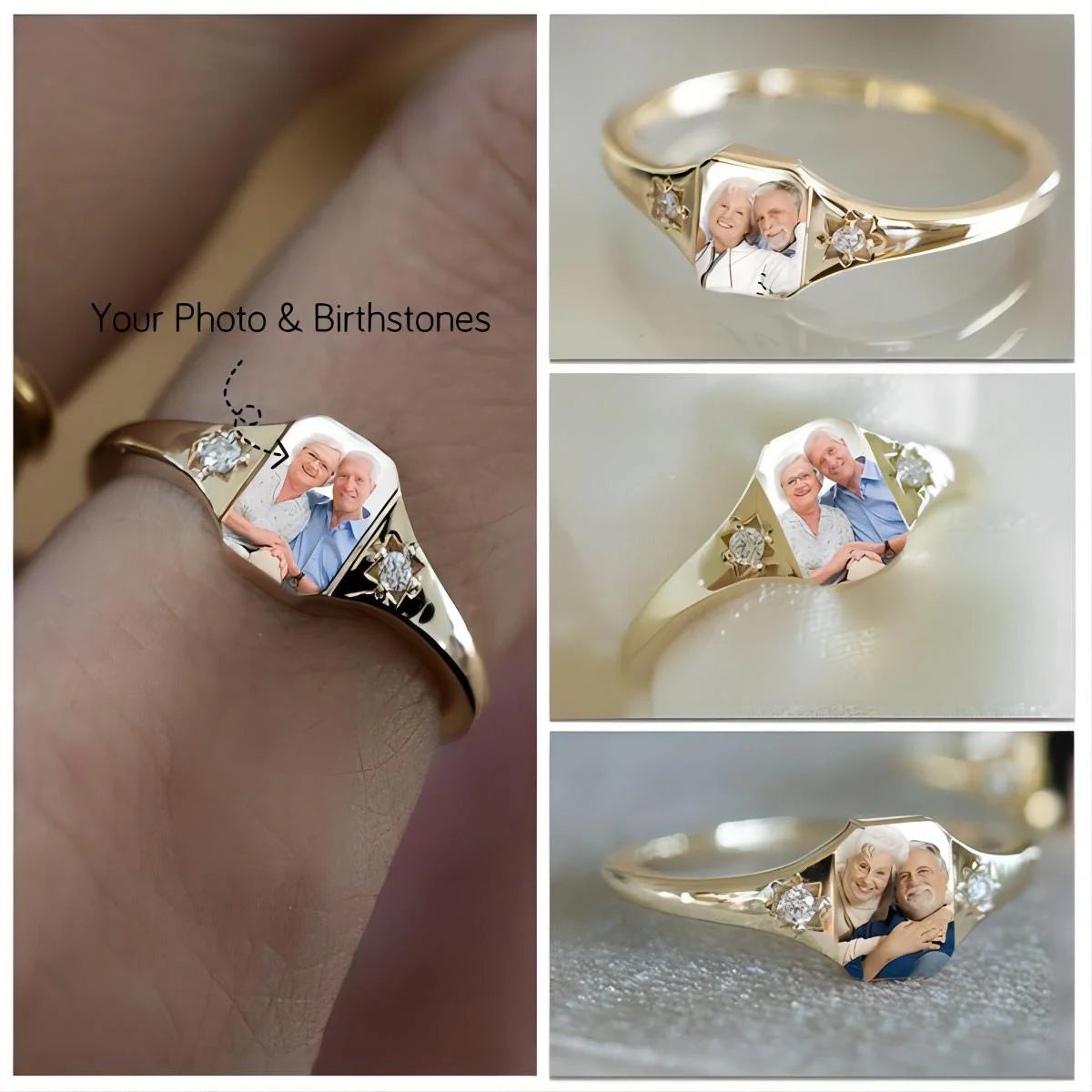 Personalized Photo Birthstone Ring-Celebrate Milestones and Loved Ones