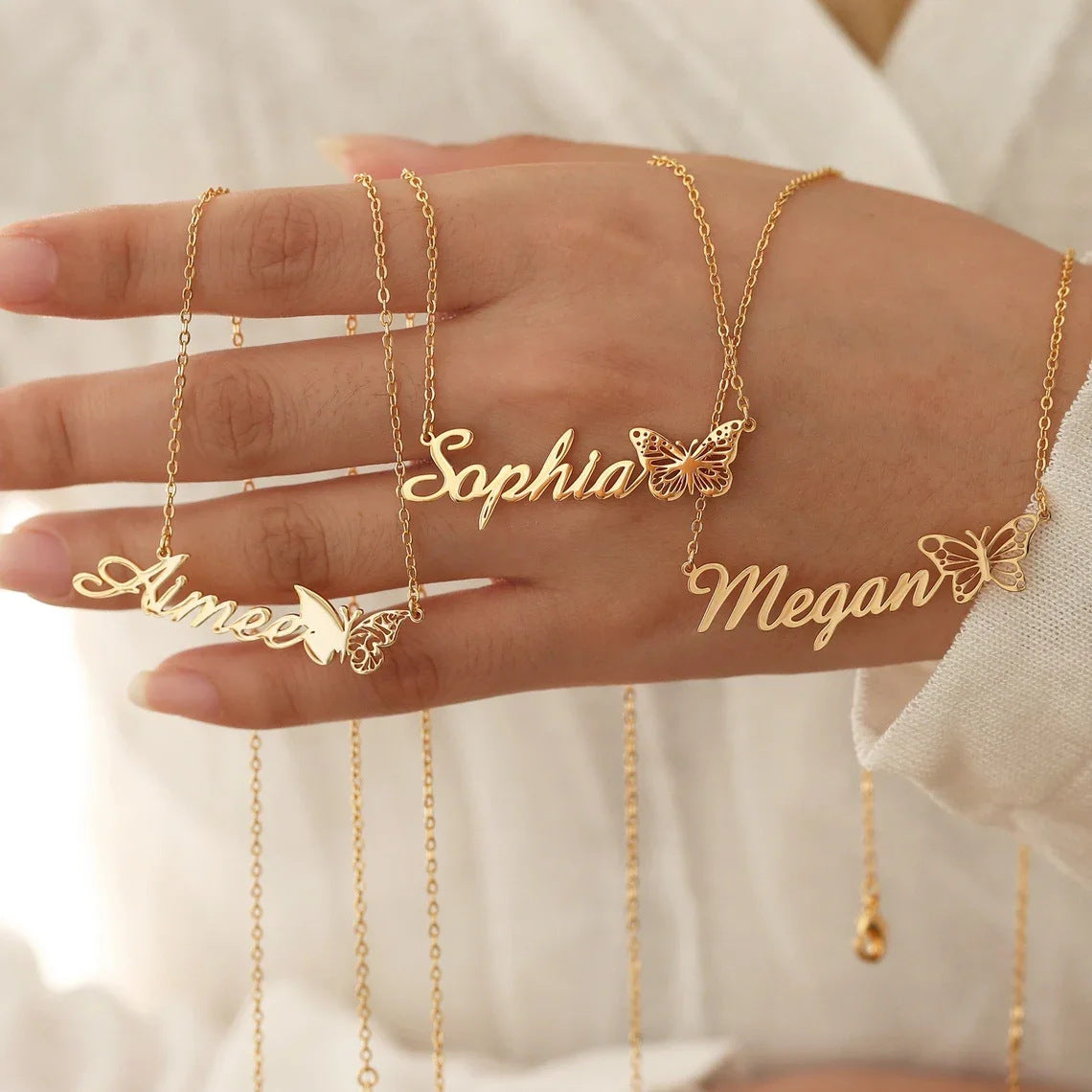 Personalized Birth Butterfly Name Necklace
