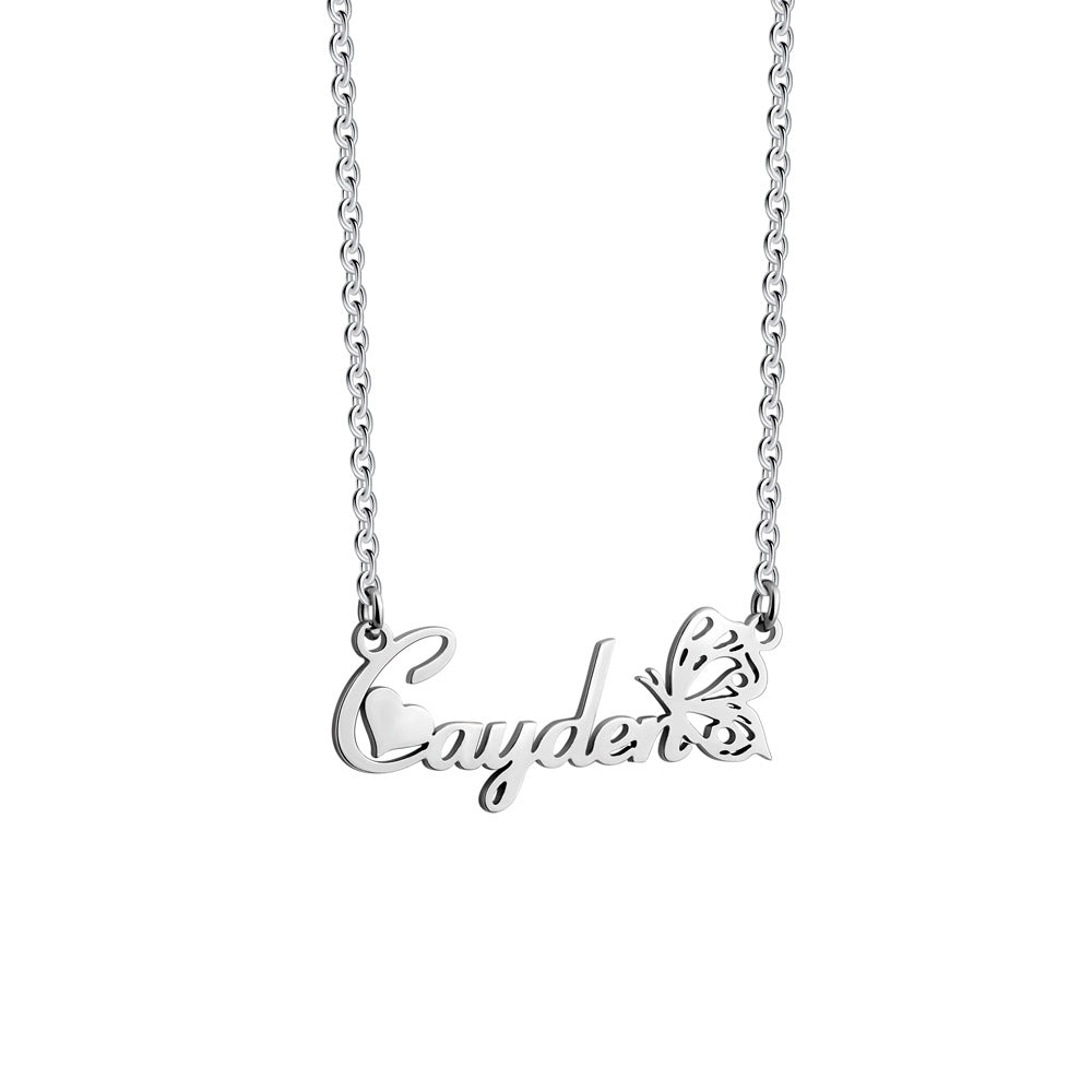 Personalized Birth Butterfly Name Necklace