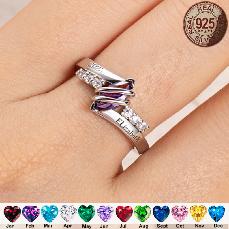 Personalized Birthstone Name Ring