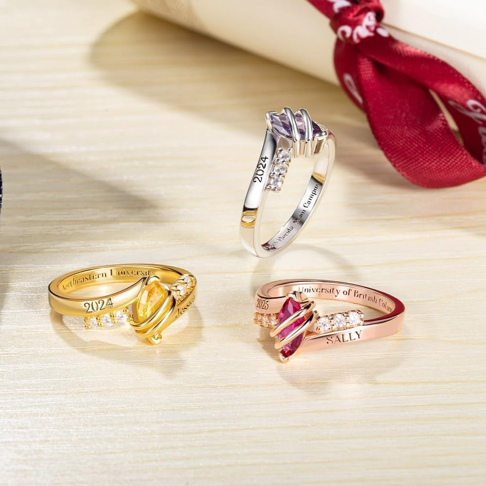Personalized Birthstone Name Ring