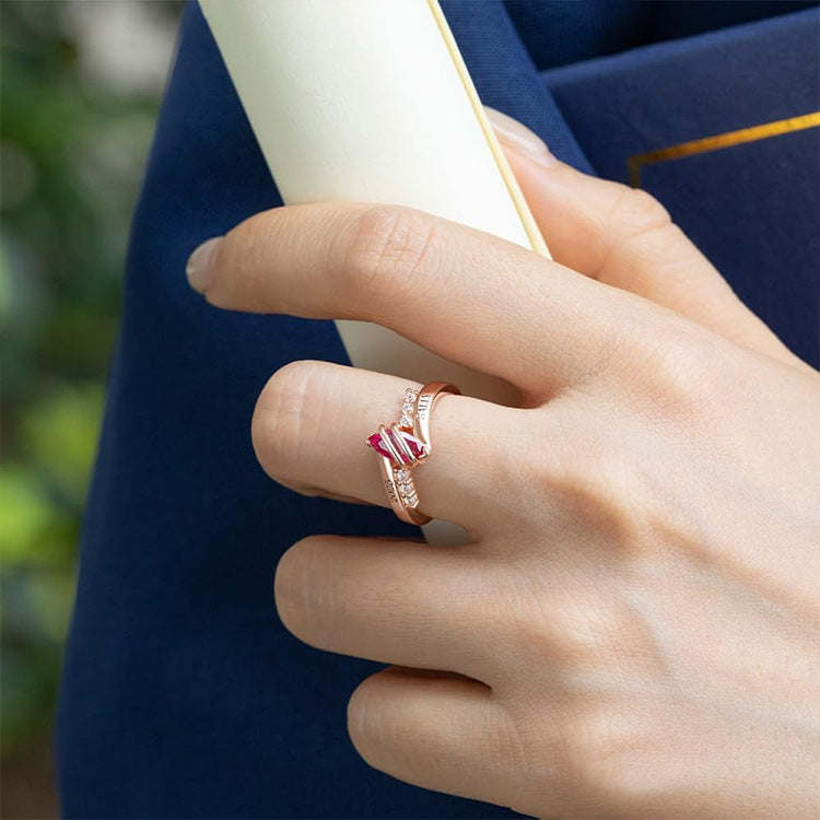 Personalized Birthstone Name Ring