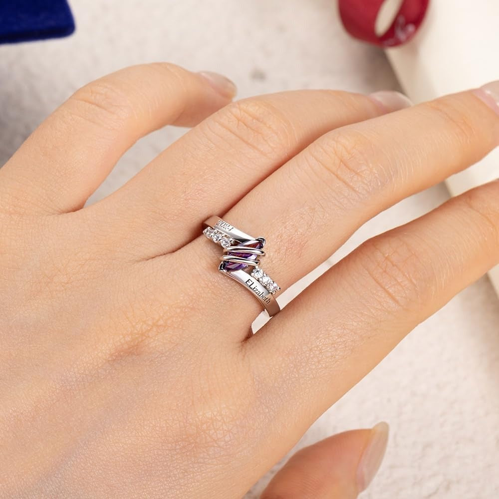 Personalized Birthstone Name Ring