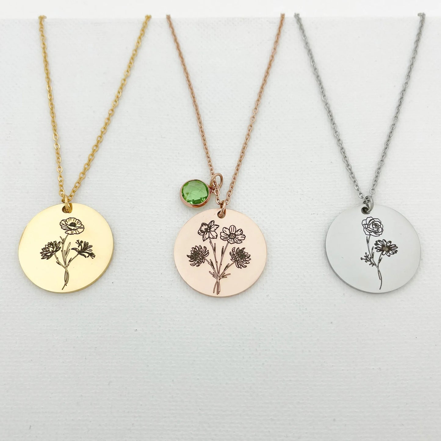 Personalized Birth Flower Family Bouquet Necklace