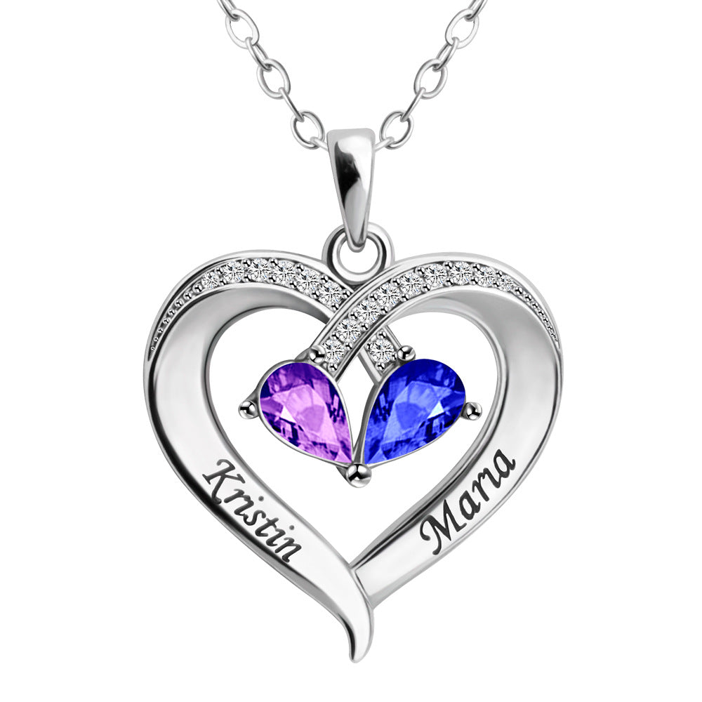 Personalized Heart Together Forever Birthstone Necklace