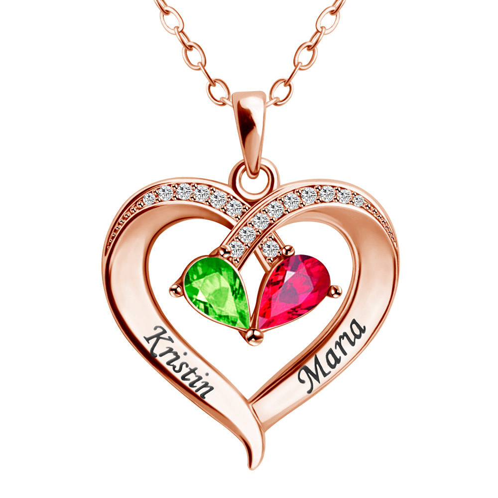 Personalized Heart Together Forever Birthstone Necklace