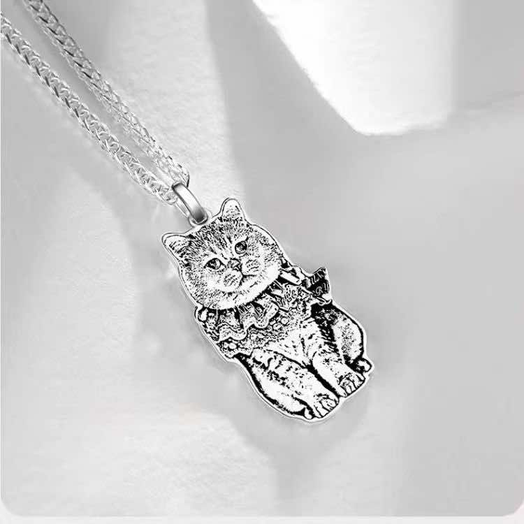 Personalized Sterling Silver Pet Photo Necklace