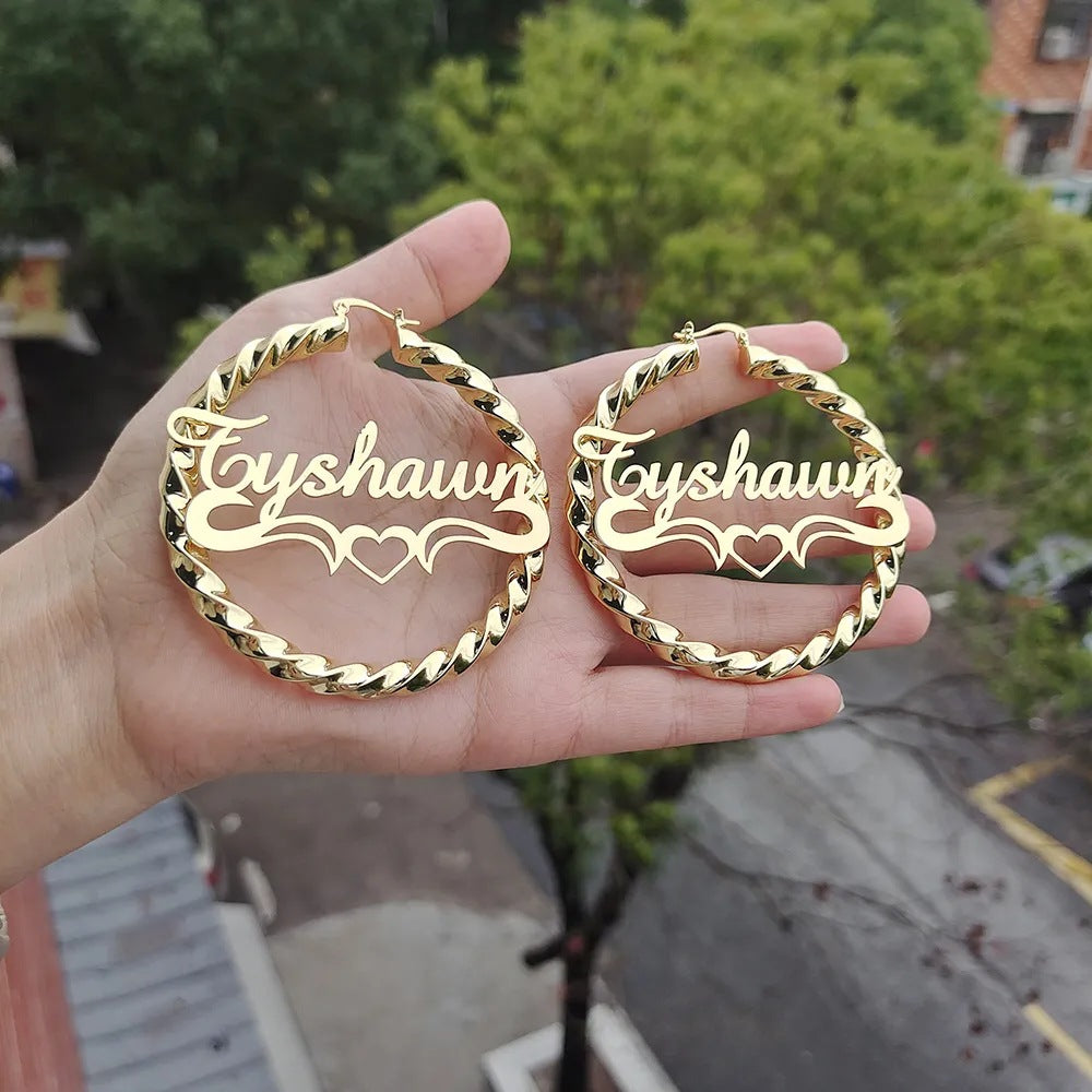 Twist Hoop Name Earrings