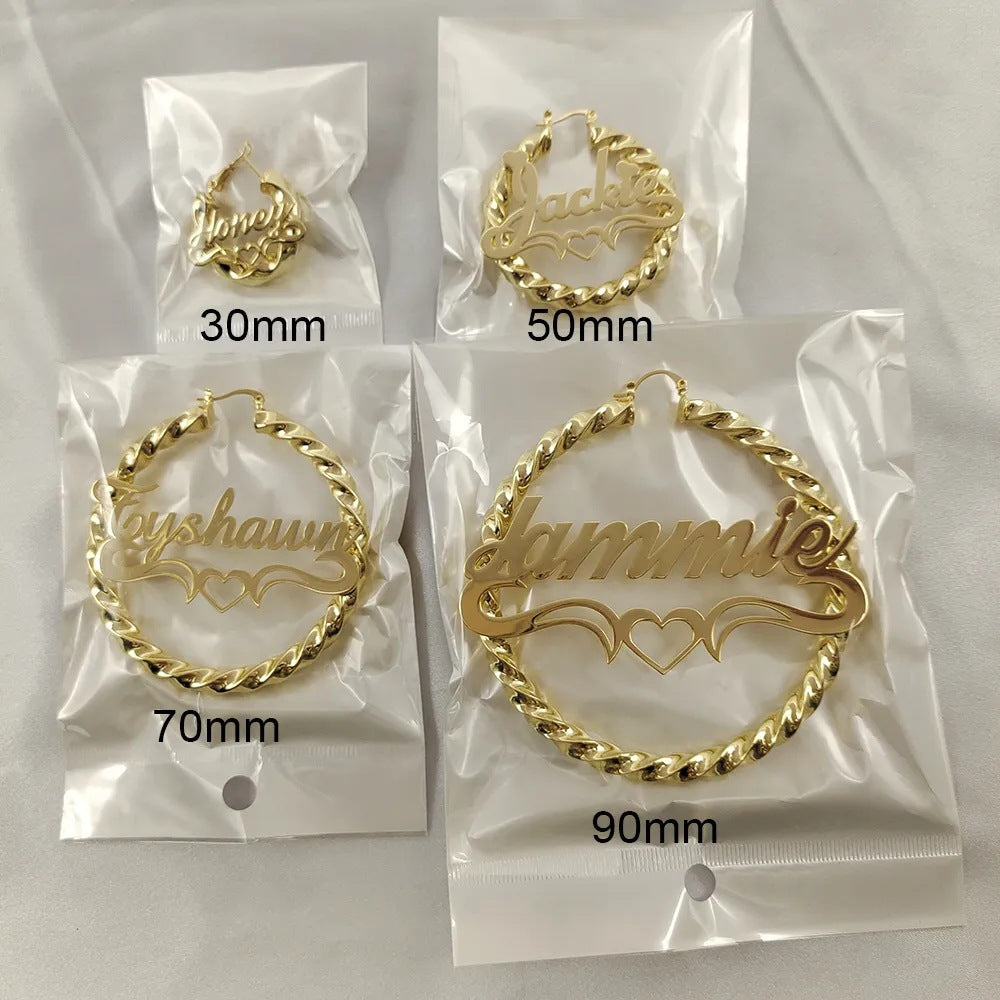 Twist Hoop Name Earrings