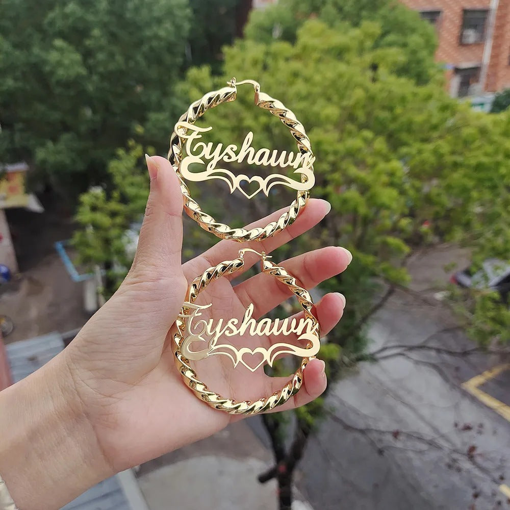 Twist Hoop Name Earrings