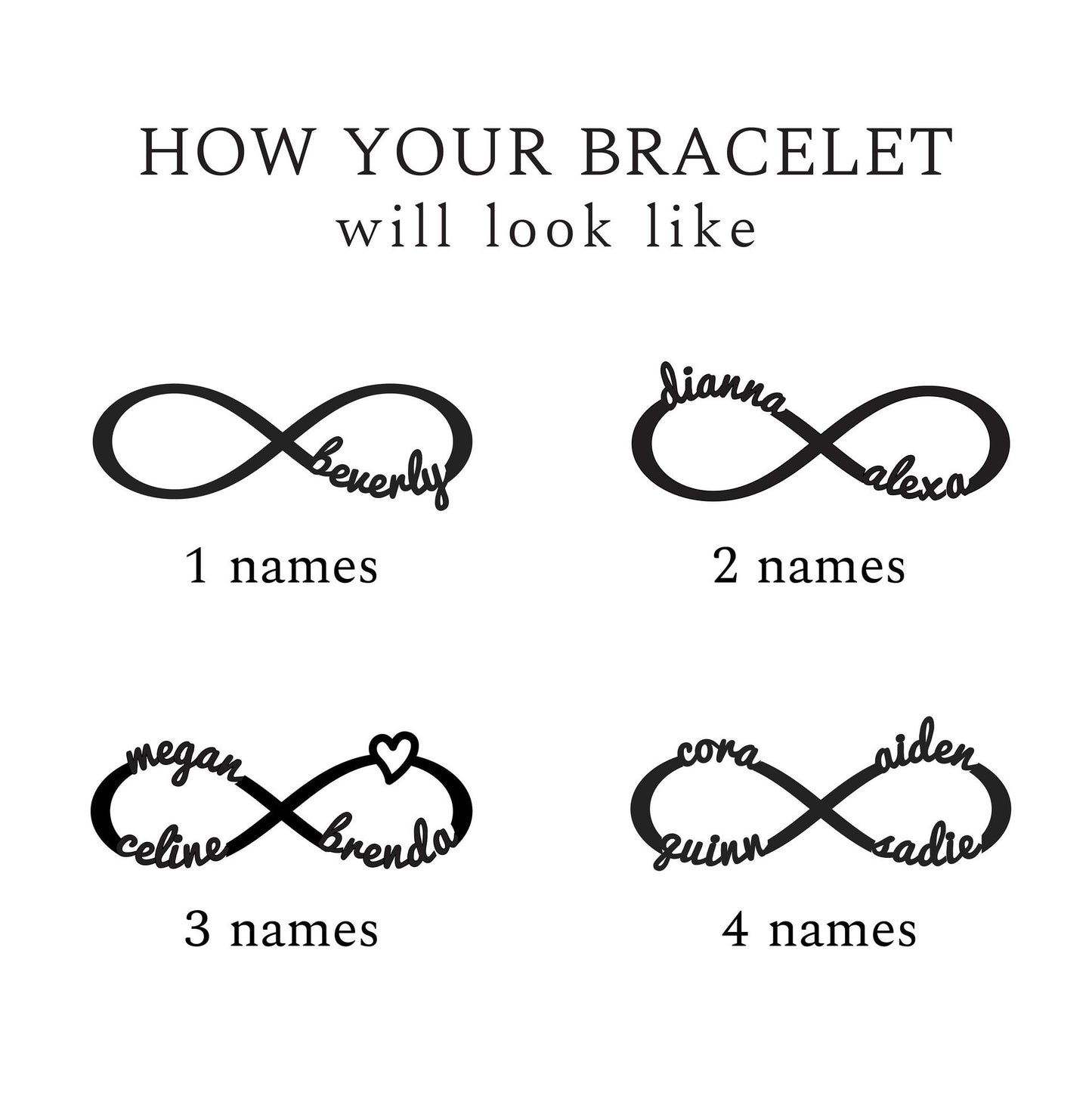 Personalized Infinity Name Bracelet(Up 4 Names)