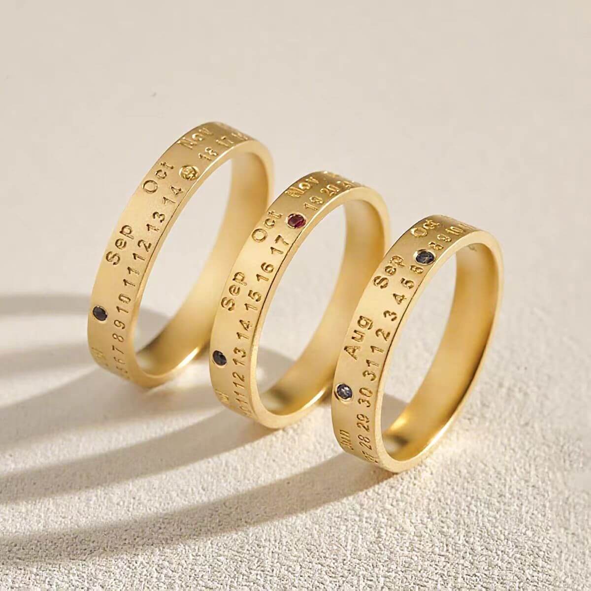 Personalized "Anniversary" Couple's Rings-Hand Crafted in 18K Yellow Gold