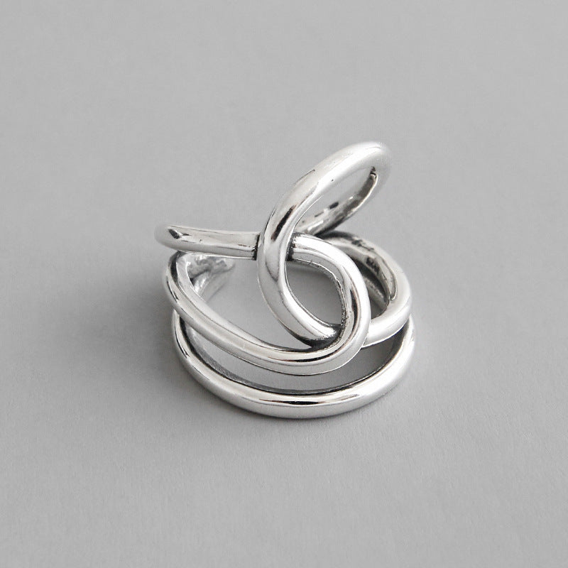 Irregular Silver Knot Thumb Rings