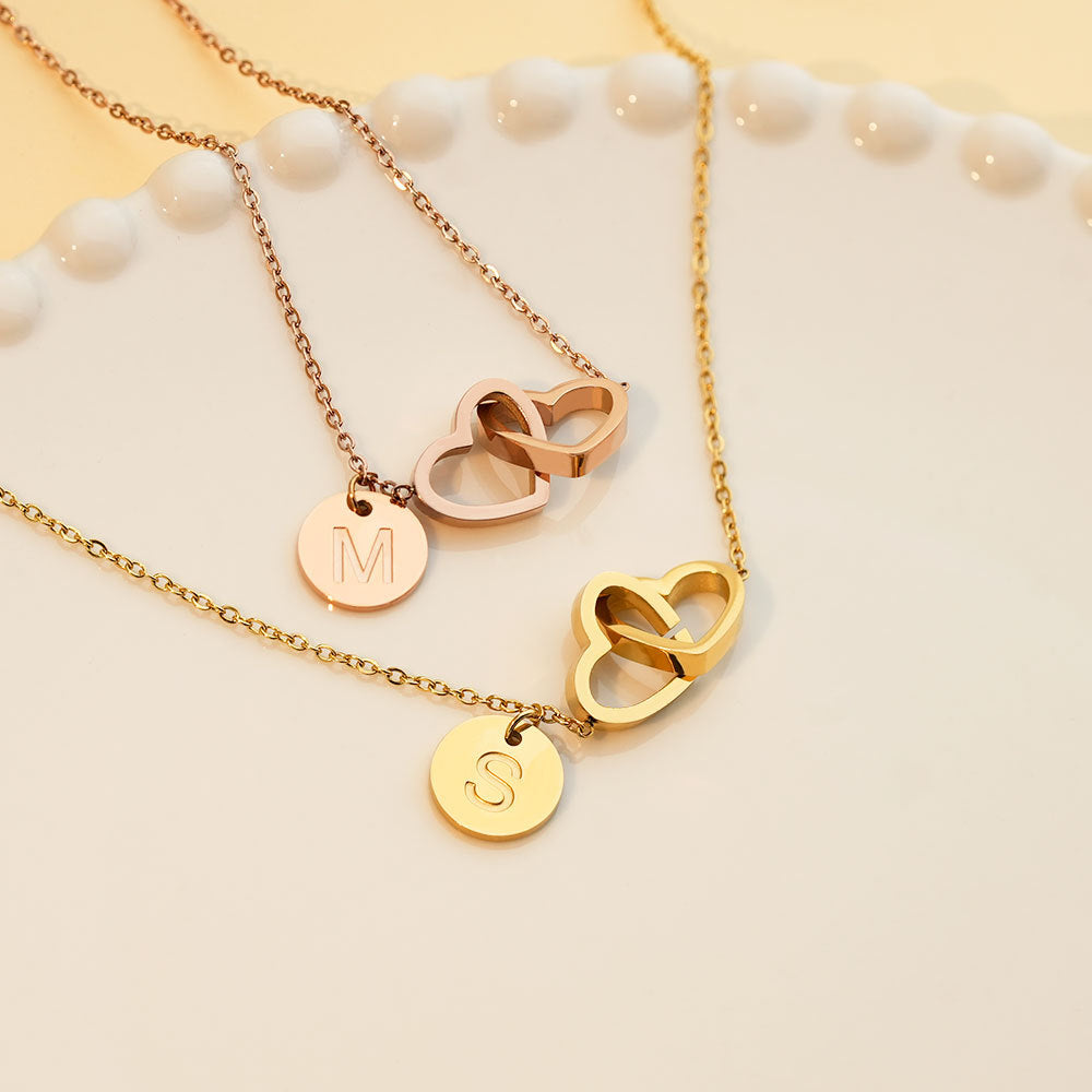 Double Heart & Alphabet Necklace（Bracelet）