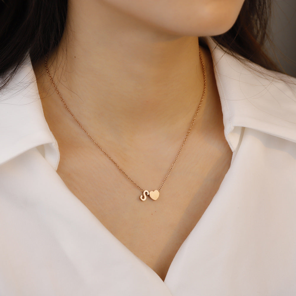 Fashionable Heart & Alphabet Necklace