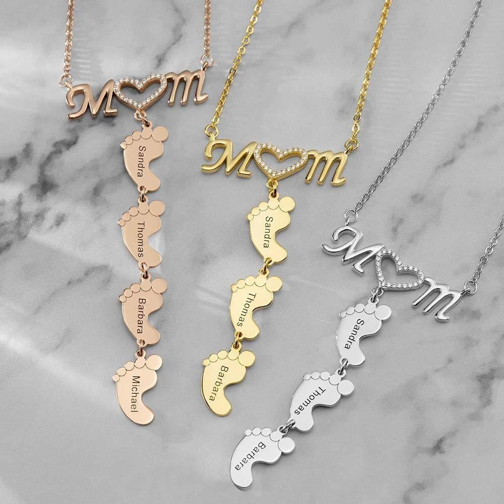 MOM Foot Engraved Name Necklace