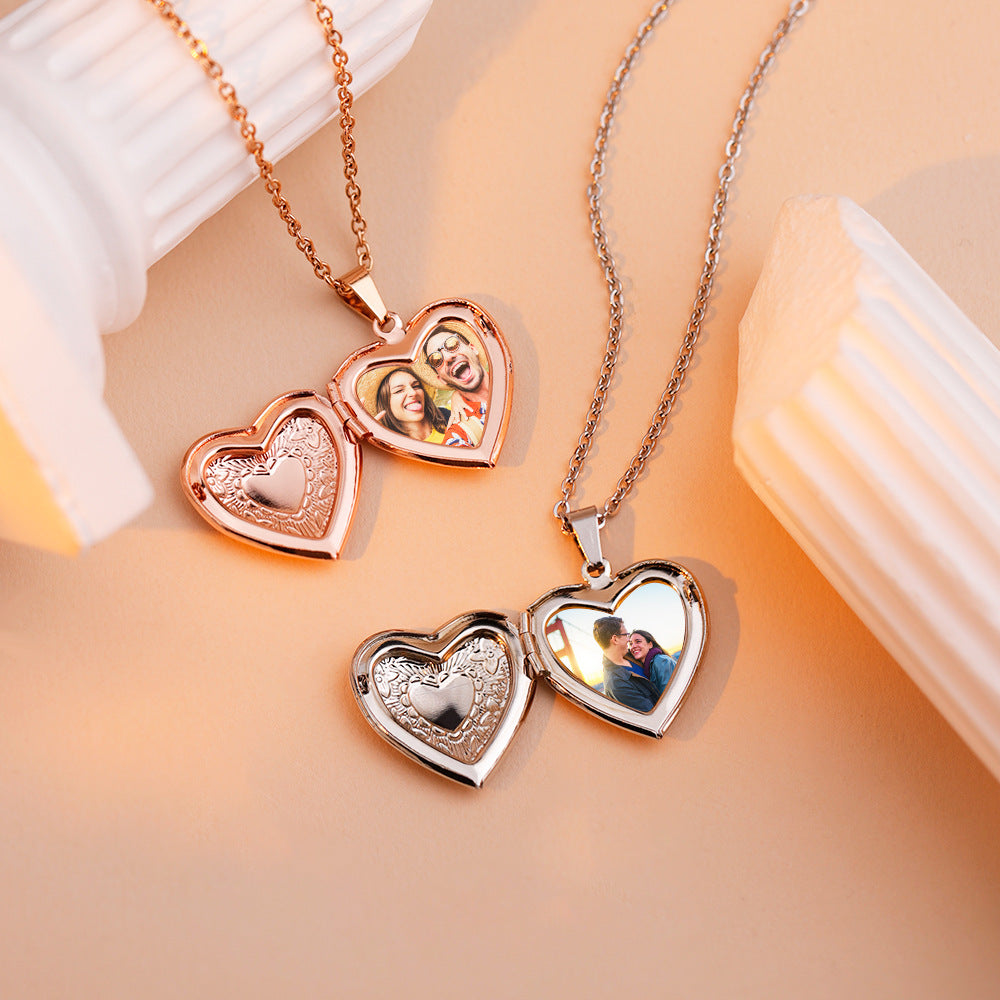 Personalized Heart Photo Name Choker Necklace