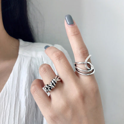 Irregular Silver Knot Thumb Rings