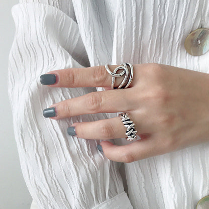 Irregular Silver Knot Thumb Rings