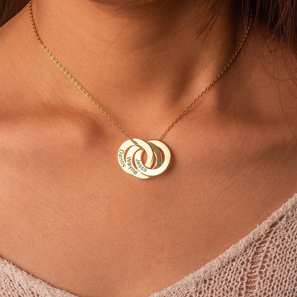 Interwoven Ring Lettering Necklace