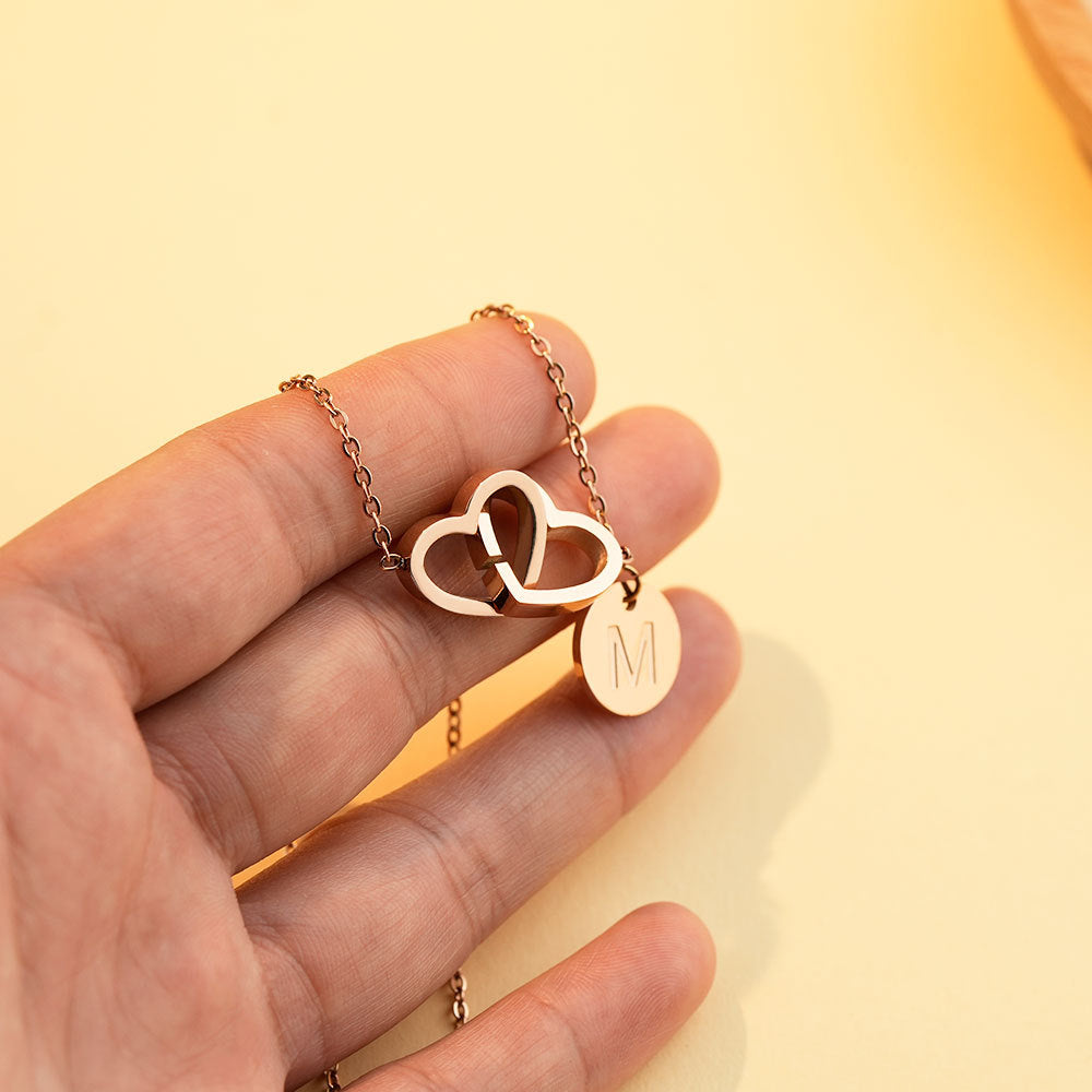 Double Heart & Alphabet Necklace（Bracelet）