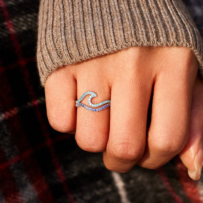 Wavy Gradient Blue Ring（Copper）