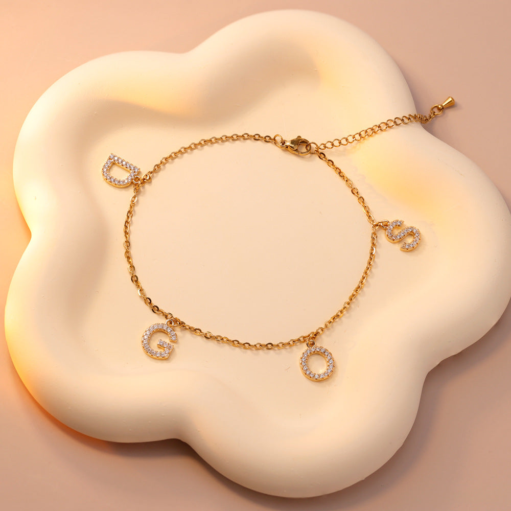 INS-style Full Diamond Letter Necklace