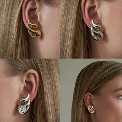Double Layer Teardrop Zircon Stud Earrings