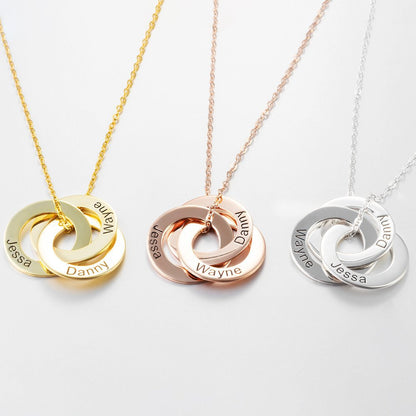 Interwoven Ring Lettering Necklace