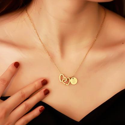 Double Heart & Alphabet Necklace（Bracelet）